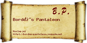 Bordás Pantaleon névjegykártya